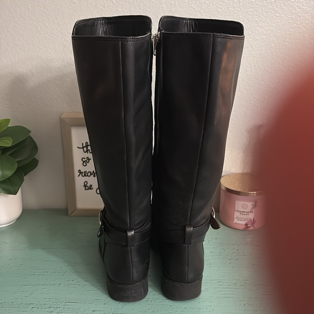 Black Leather Knee-High Coach Riding Boots SZ 9 B box 85 - Picture 3 of 7